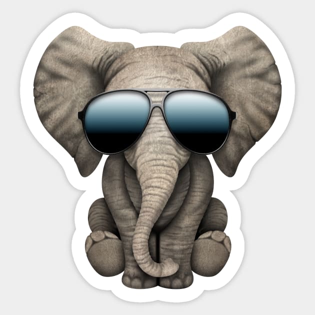 Cute Baby Elephant Wearing Sunglasses Sticker by jeffbartels